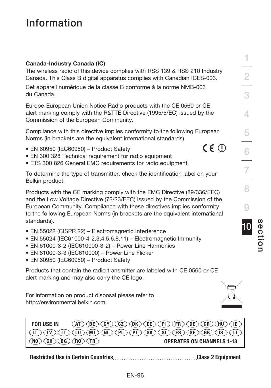 Information, Se c tio n | Belkin N1 Wireless Modem Router F5D8631-4 User Manual | Page 98 / 102