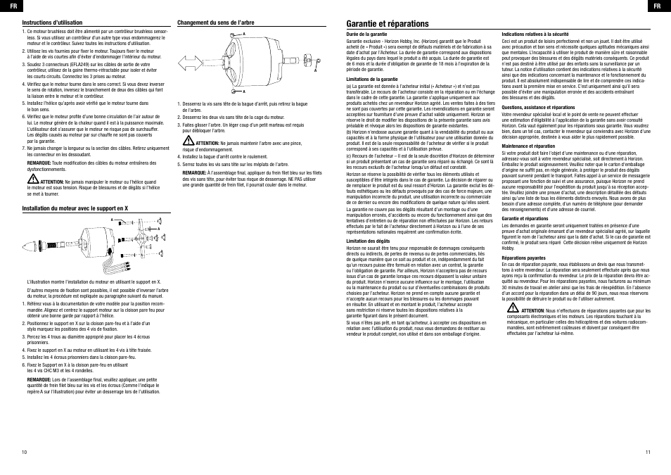 Garantie et réparations | E-flite Power 52 Brushless Outrunner Motor, 590Kv User Manual | Page 6 / 8