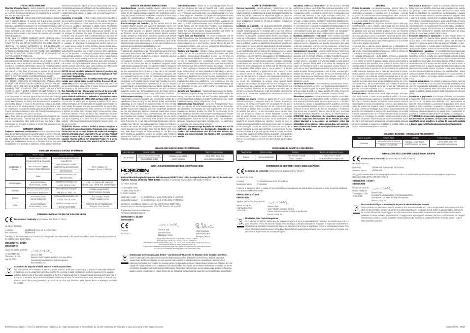 E-flite Power 60 Brushless Outrunner Motor, 470Kv User Manual | Page 2 / 2
