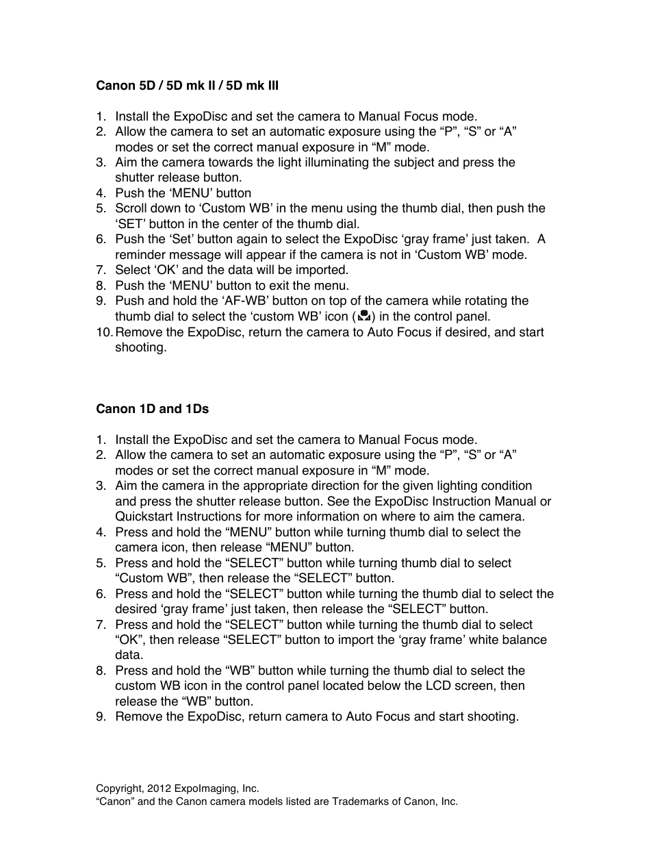 ExpoImaging ExpoDisc: Canon Custom WB User Manual | Page 4 / 6