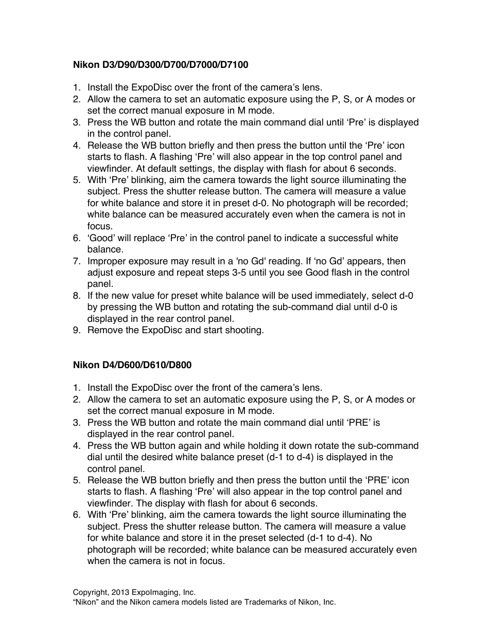 ExpoImaging ExpoDisc: Nikon Custom WB User Manual | Page 2 / 7