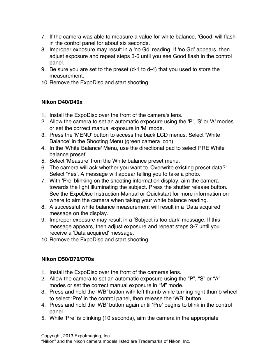 ExpoImaging ExpoDisc: Nikon Custom WB User Manual | Page 3 / 7