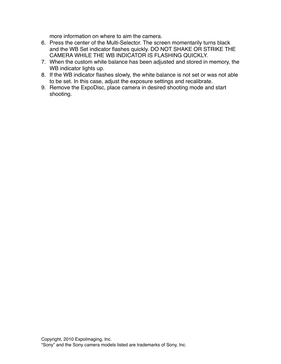 ExpoImaging ExpoDisc: Sony Custom WB User Manual | Page 4 / 4