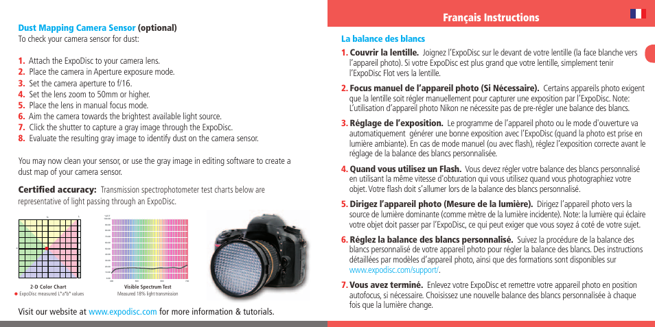 Français instructions | ExpoImaging ExpoDisc 2.0 Quickstart Guide User Manual | Page 4 / 9