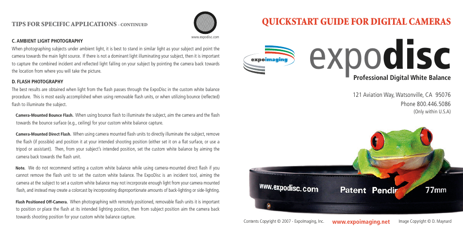 ExpoImaging ExpoDisc Quickstart Guide User Manual | 2 pages