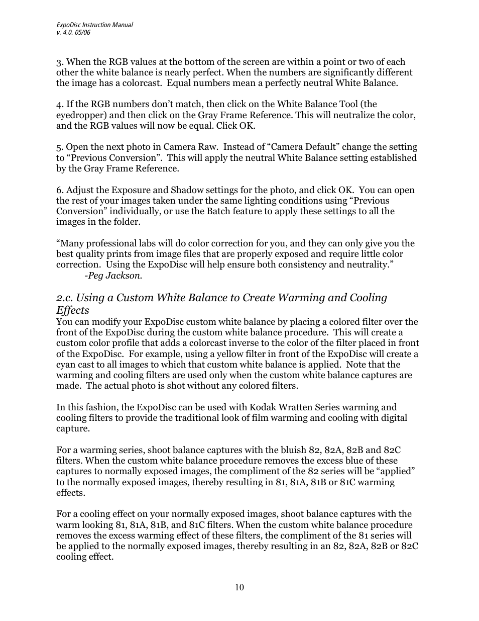 ExpoImaging ExpoDisc Reference Manual for Digital Cameras User Manual | Page 10 / 15