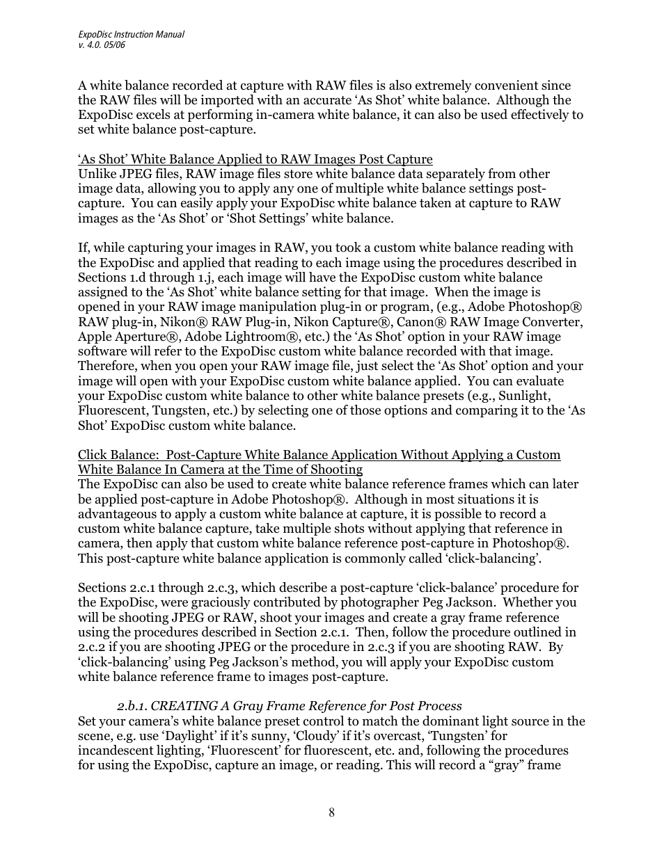 ExpoImaging ExpoDisc Reference Manual for Digital Cameras User Manual | Page 8 / 15