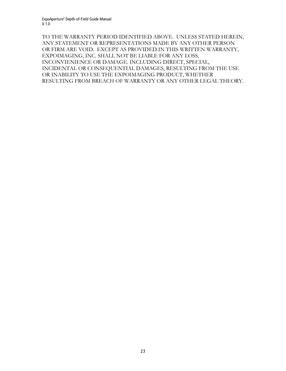 ExpoImaging ExpoAperture2 Manual (Imperial/Standard) User Manual | Page 23 / 23