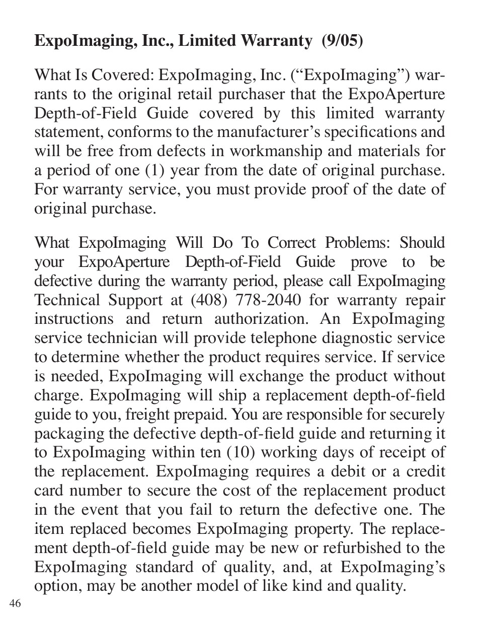 ExpoImaging ExpoAperture User Manual | Page 46 / 48