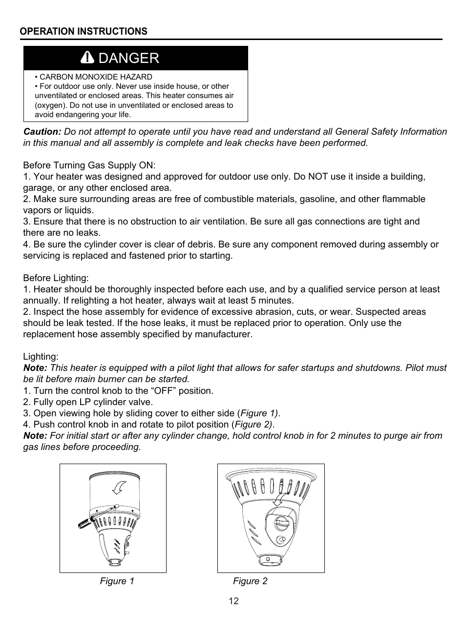 Danger | Garden Sun Heater HSS-RS-GH Bullet User Manual | Page 12 / 19