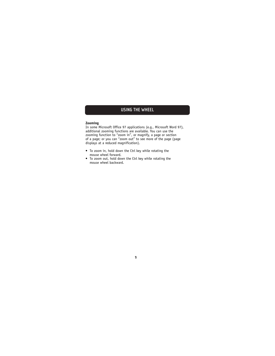 Using the wheel | Belkin F8E826-OPT User Manual | Page 12 / 21