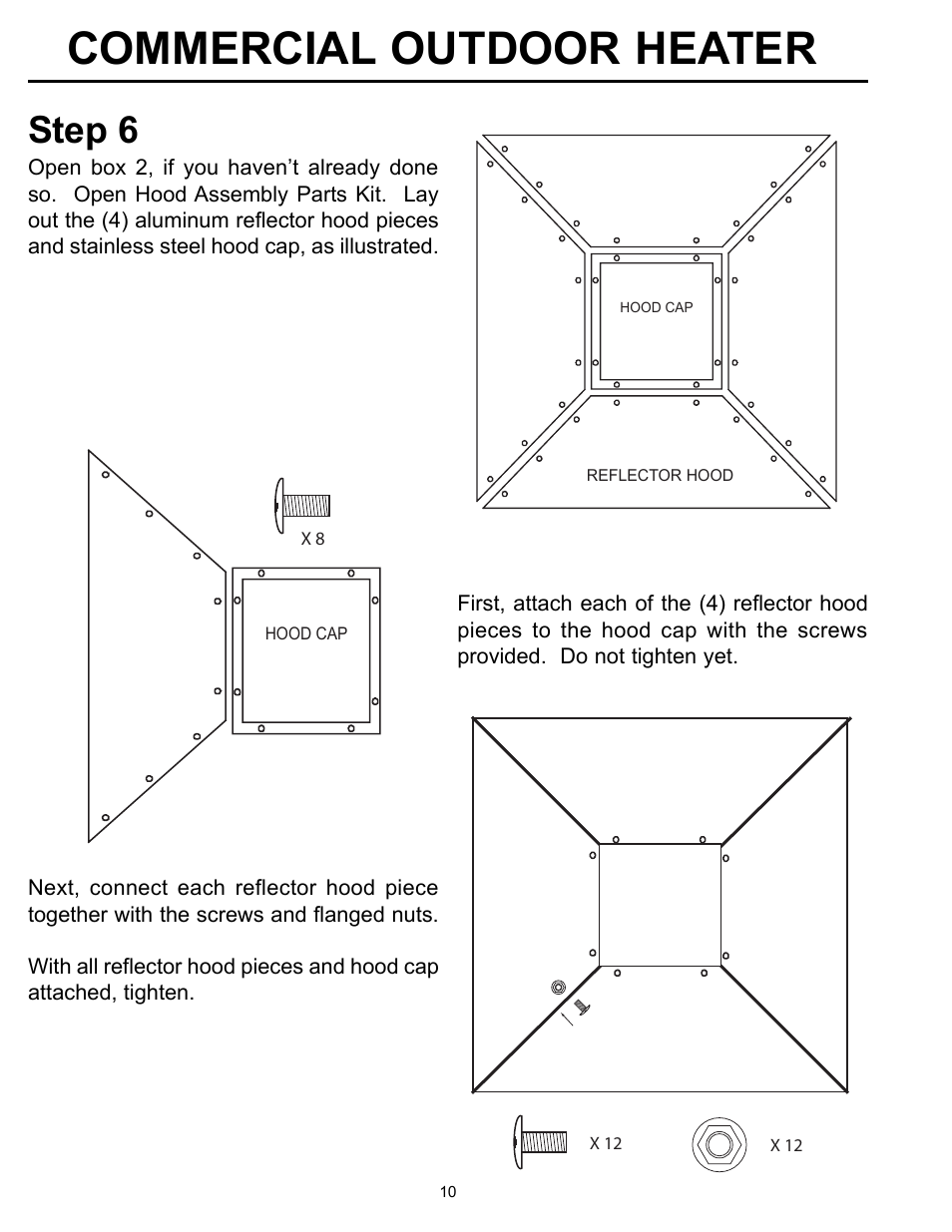 Commercial outdoor heater, Step 6 | Garden Sun Heater HS-SS Commercial Square User Manual | Page 10 / 20