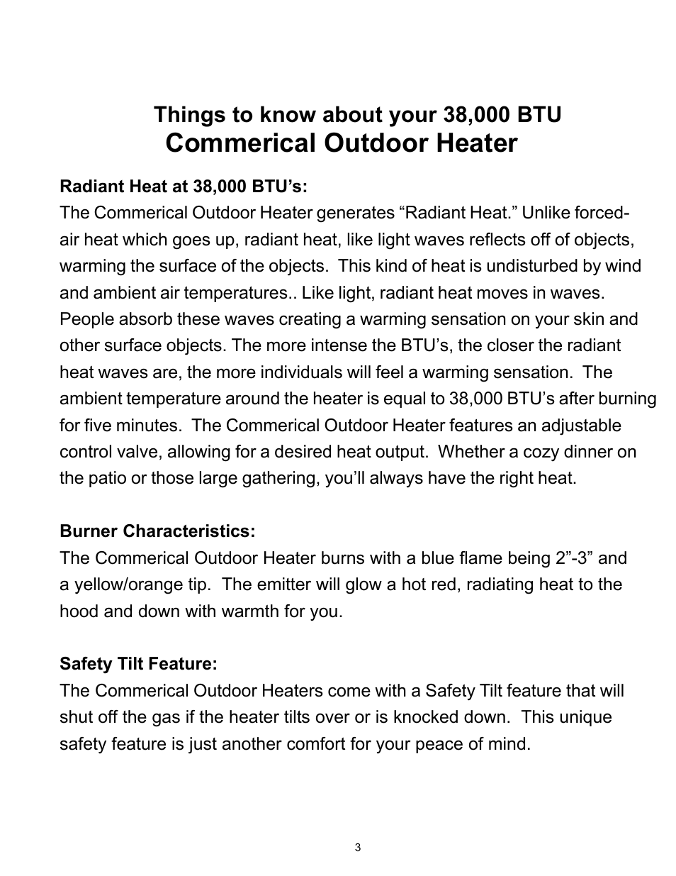 Commerical outdoor heater | Garden Sun Heater HS-SS Commercial Square User Manual | Page 3 / 20