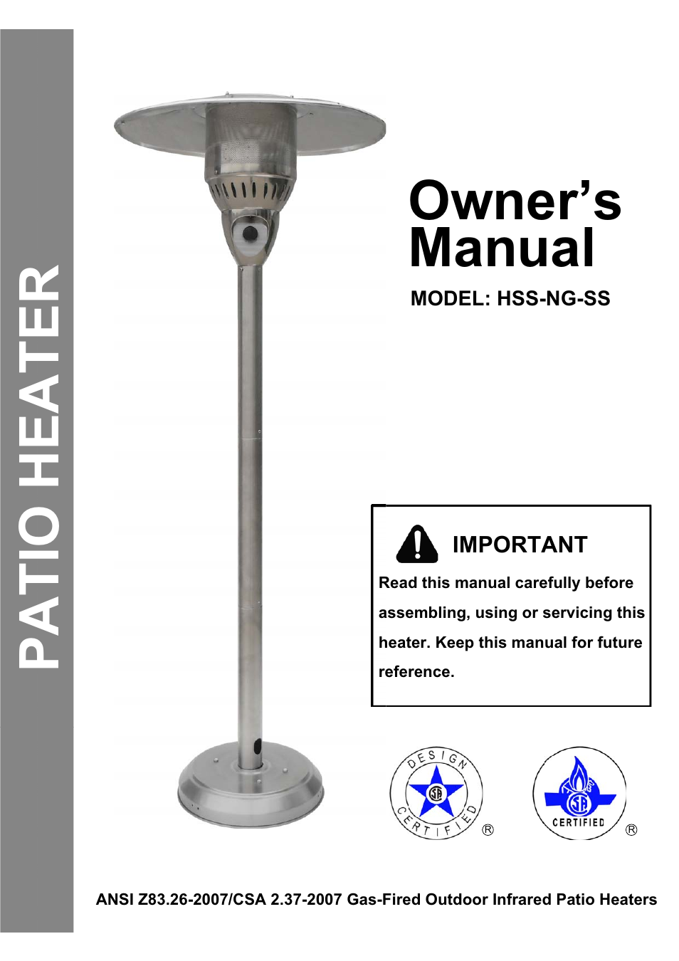 Garden Sun Heater HSS-NG-SS Natural Gas User Manual | 13 pages