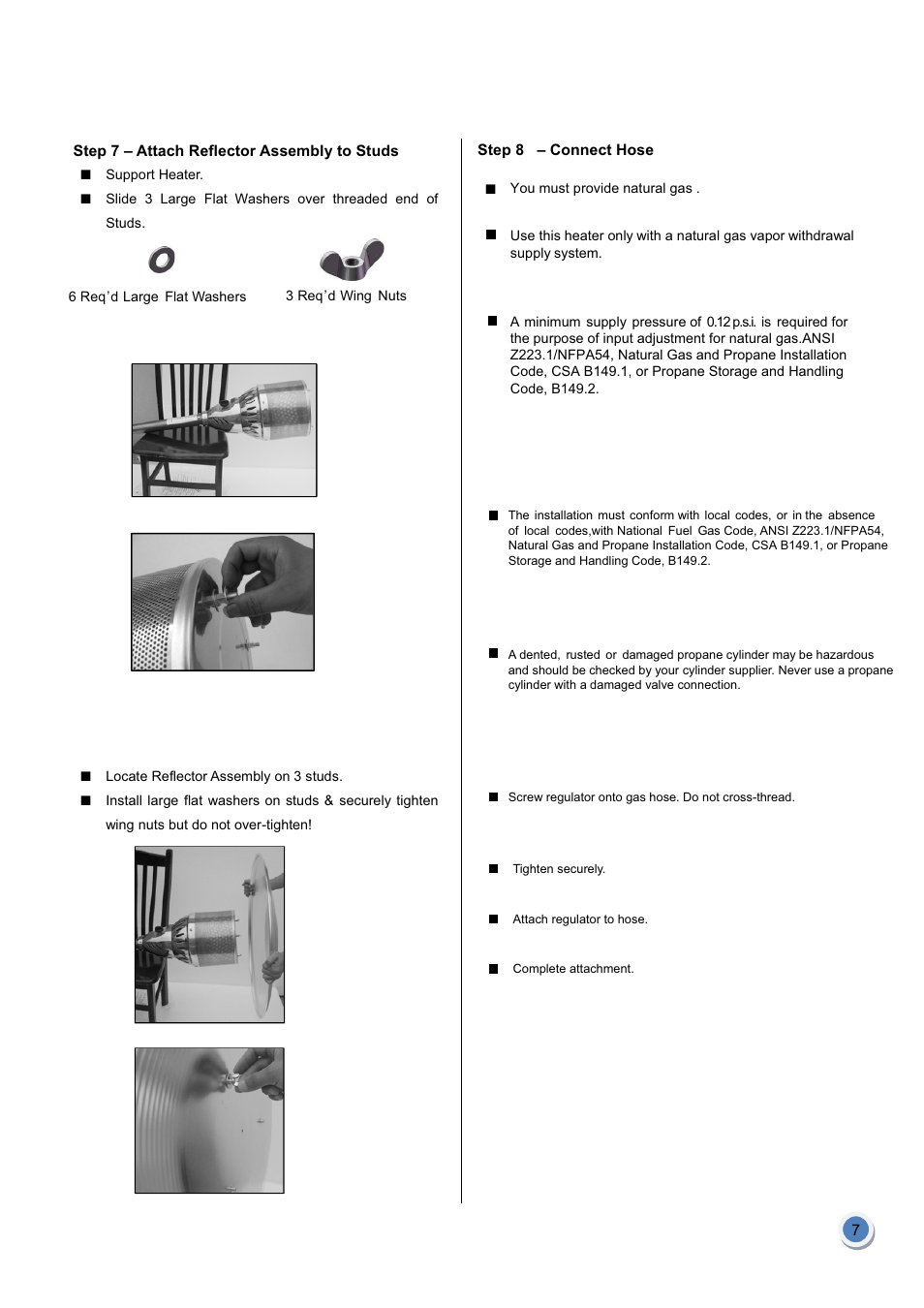 Garden Sun Heater HSS-NG-SS Natural Gas User Manual | Page 8 / 13