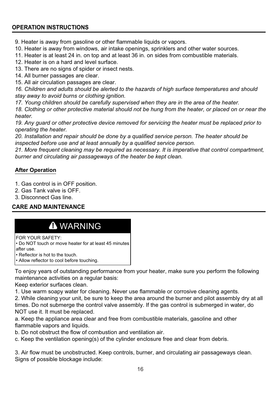 Warning | Garden Sun Heater HSS-A-FXPC Ratton Square User Manual | Page 16 / 20