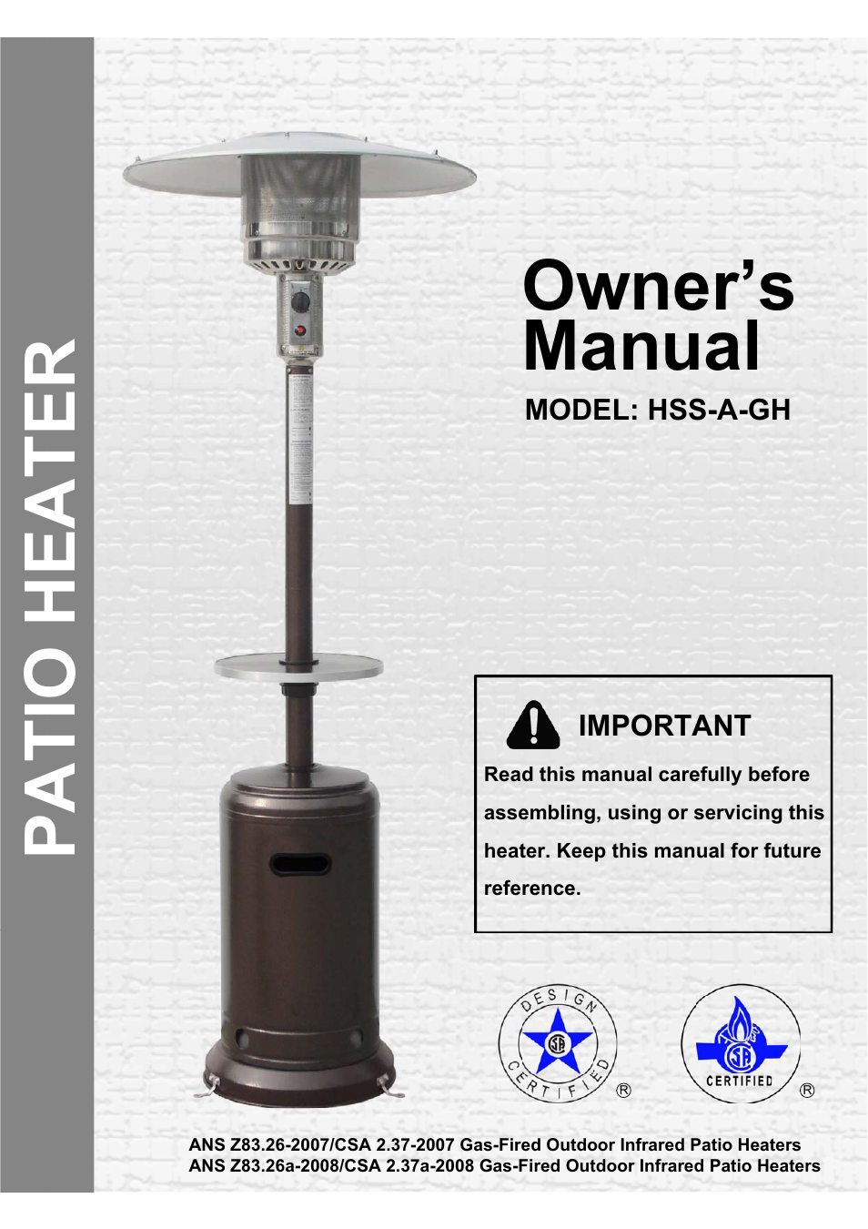 Garden Sun Heater HSS-A-GH Standard Lift Up User Manual | 14 pages