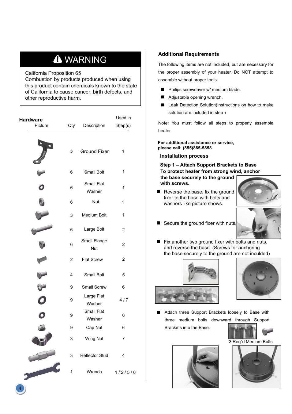 Warning | Garden Sun Heater HSS-A-GH Standard Lift Up User Manual | Page 5 / 14