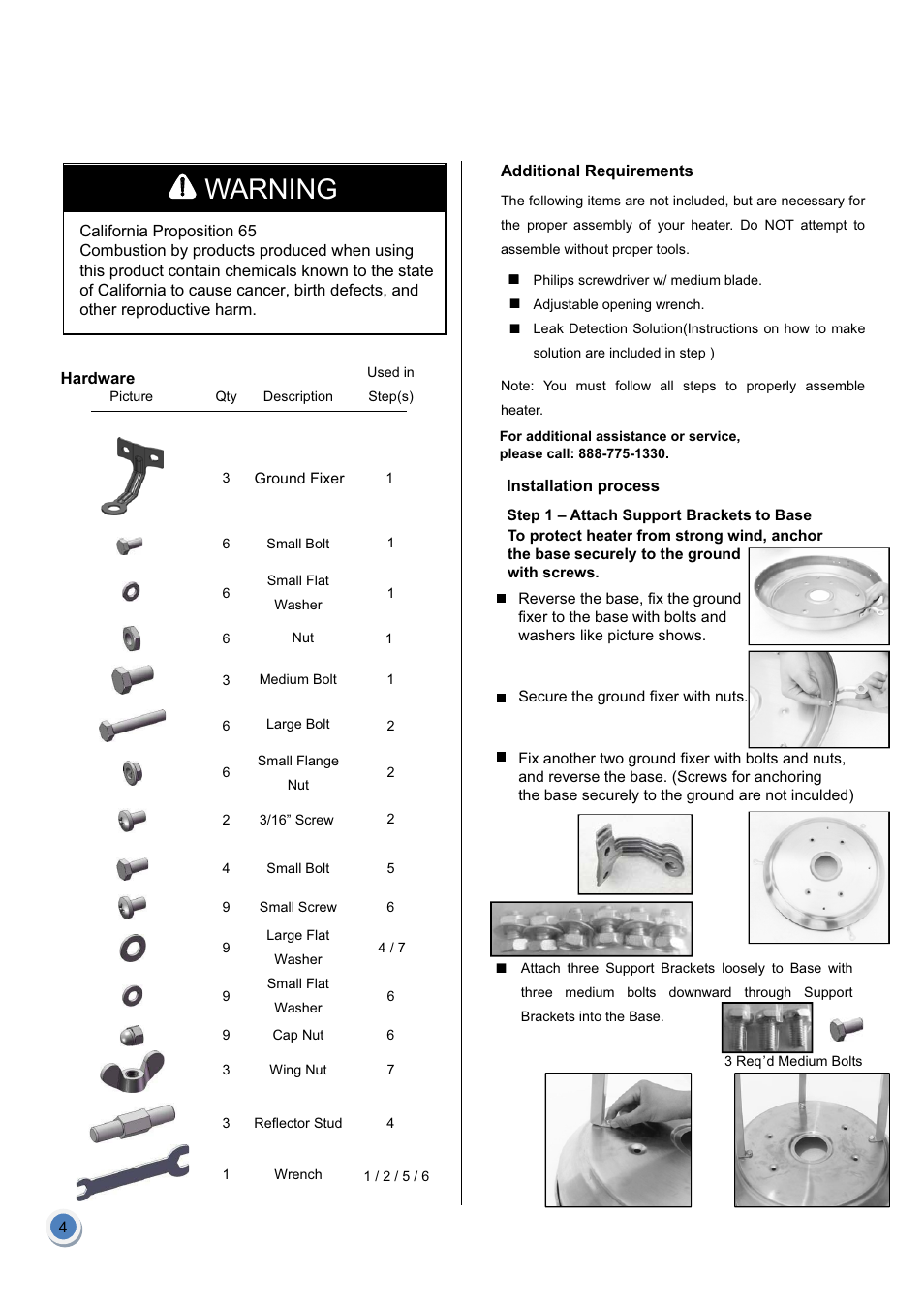 Warning | Garden Sun Heater HSS-A-SS THD 2011 Standard Lift Up User Manual | Page 5 / 13