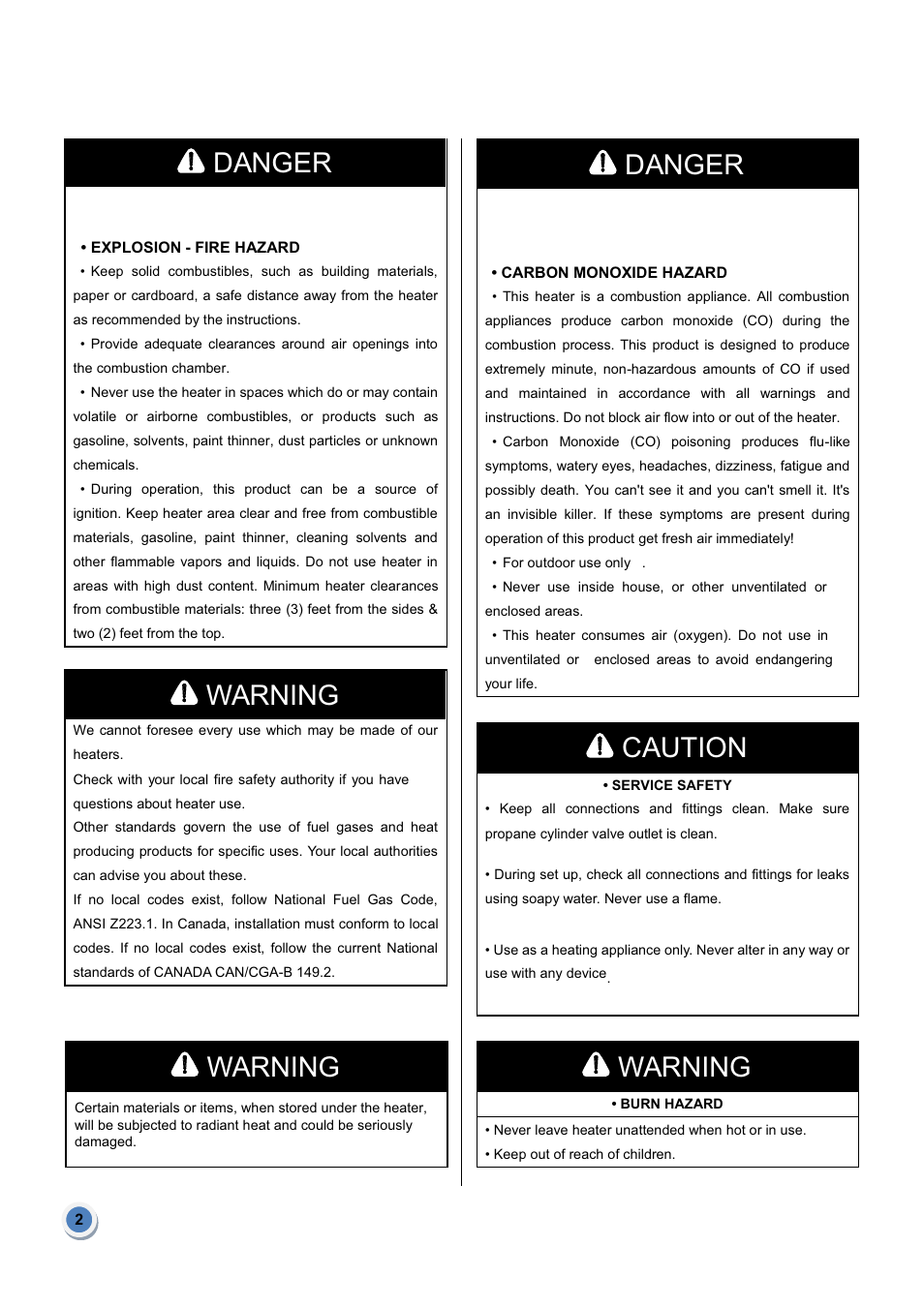 Danger, Warning, Caution | Garden Sun Heater HPS-C-PC Tabletop Heater User Manual | Page 3 / 10