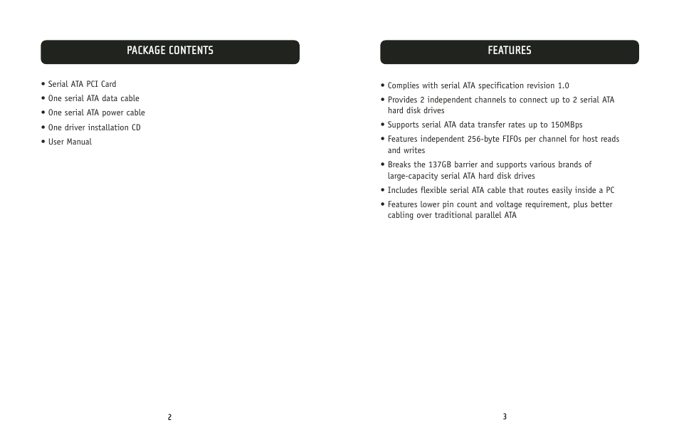 Features package contents | Belkin F5U198 User Manual | Page 4 / 10