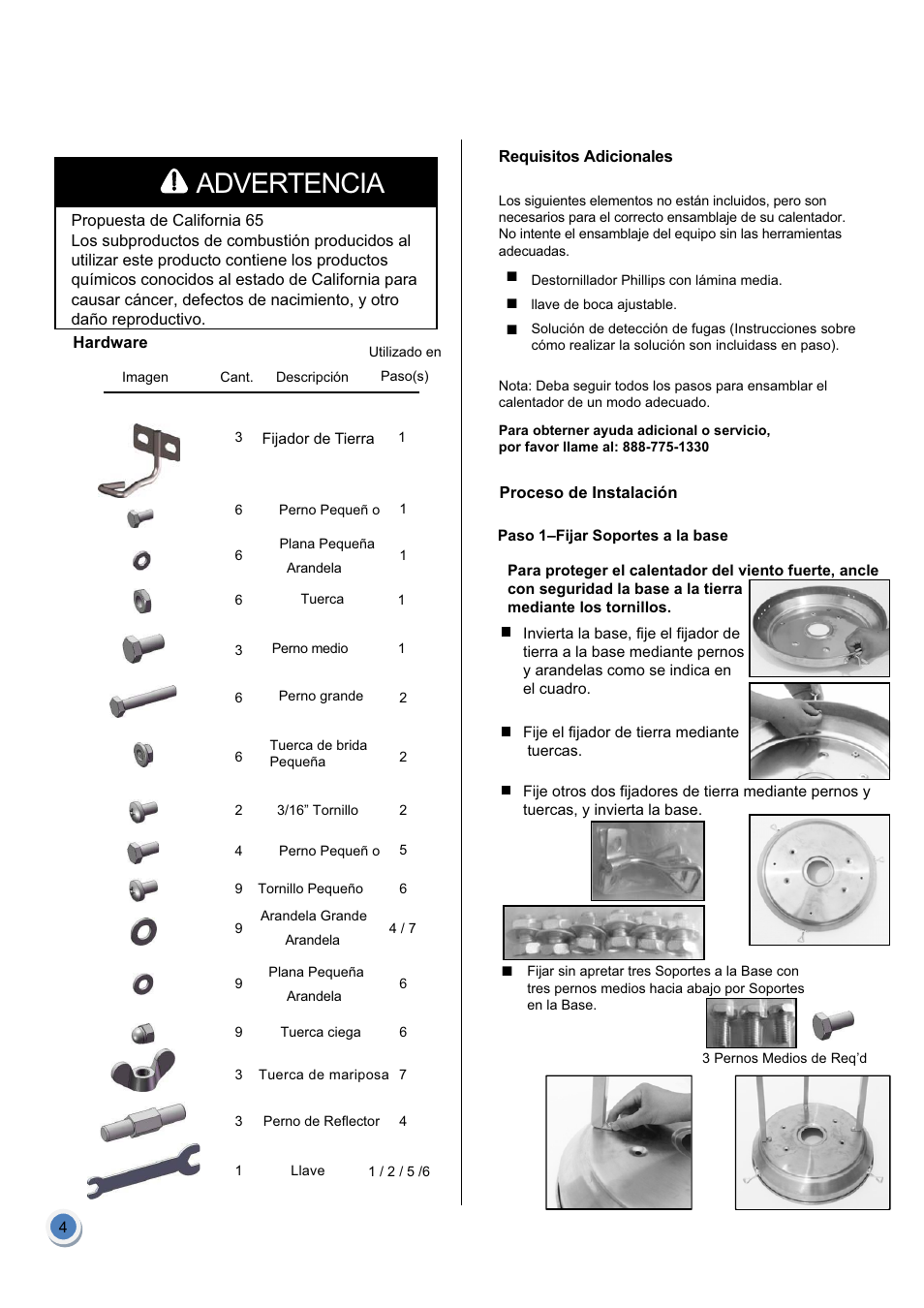 Advertencia | Garden Sun Heater HSS-A-SS THD-2010 User Manual | Page 18 / 26