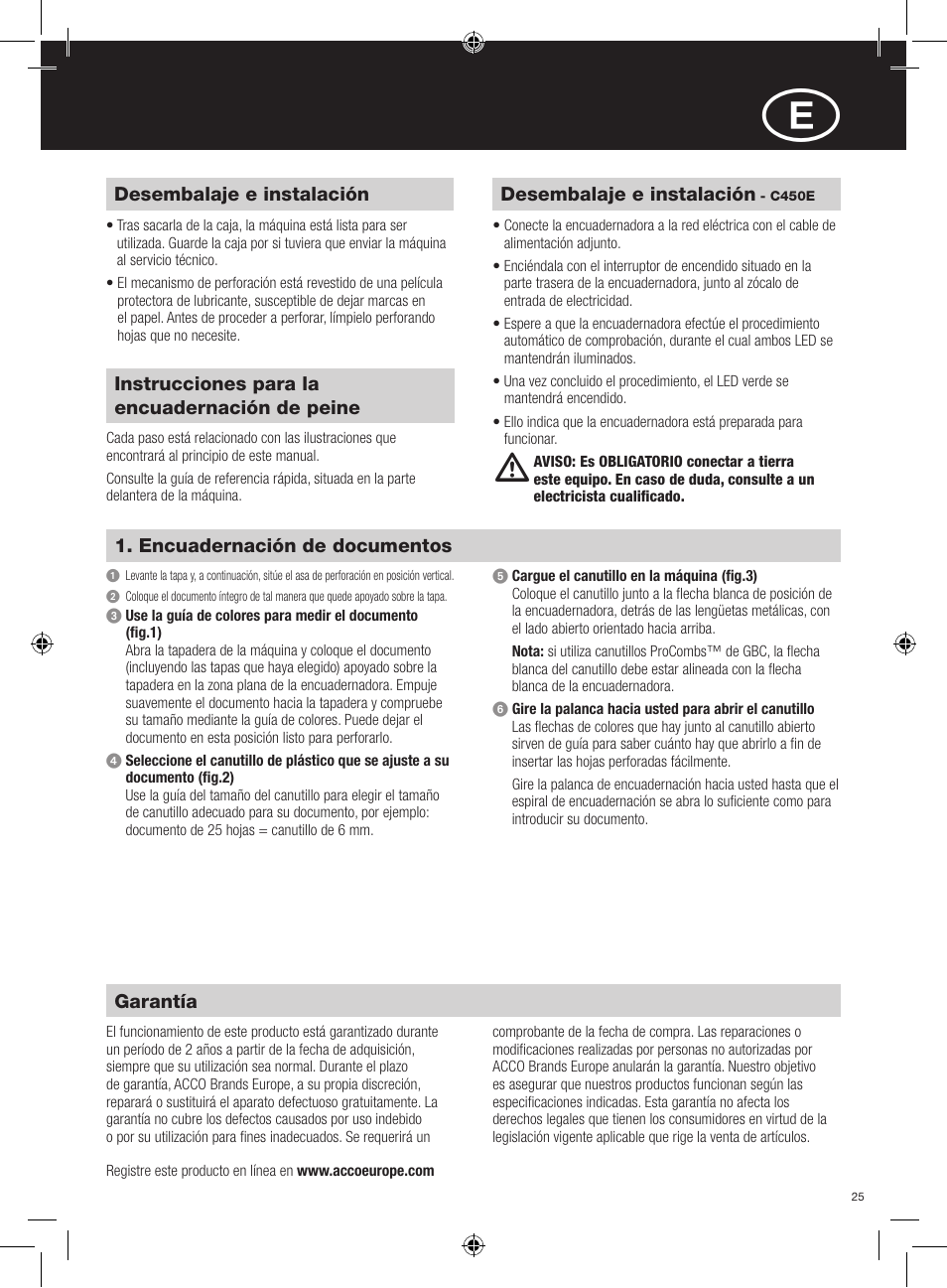 GBC C450E User Manual | Page 25 / 74