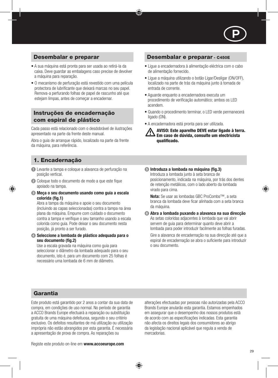 GBC C450E User Manual | Page 29 / 74