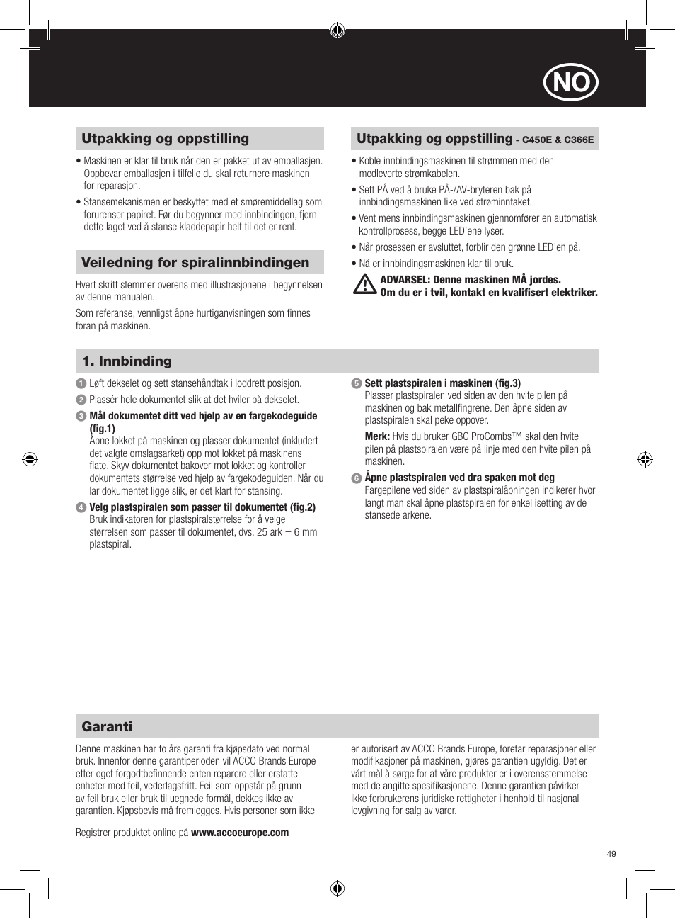 GBC C450E User Manual | Page 49 / 74