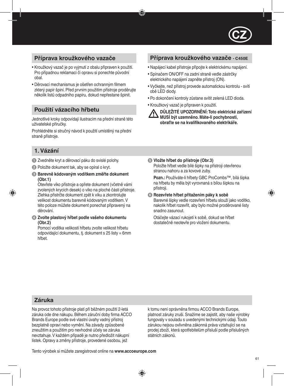 GBC C450E User Manual | Page 61 / 74