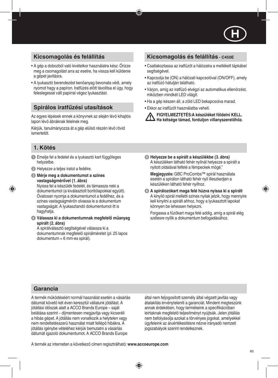 GBC C450E User Manual | Page 65 / 74