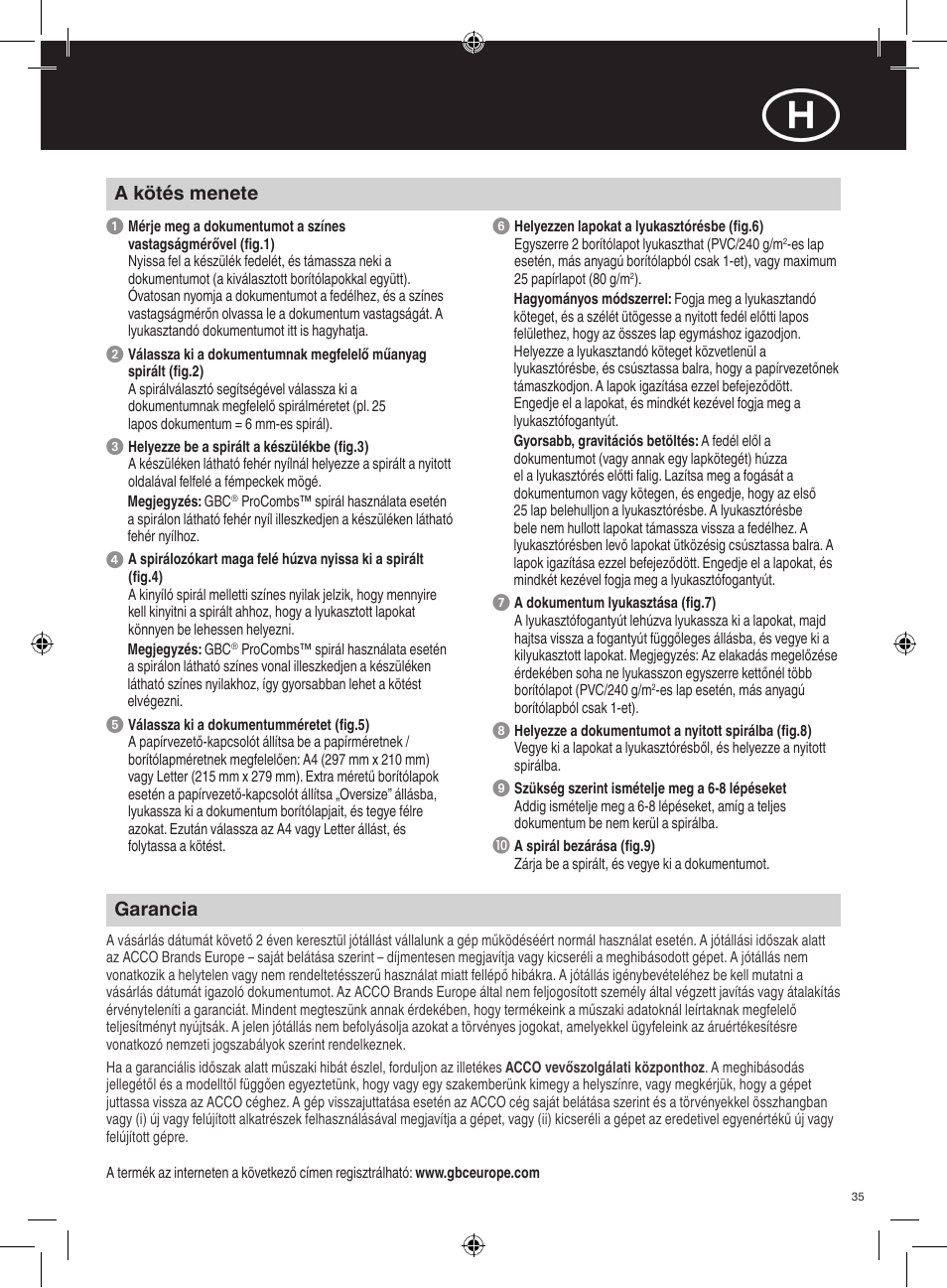 GBC C210 User Manual | Page 35 / 40