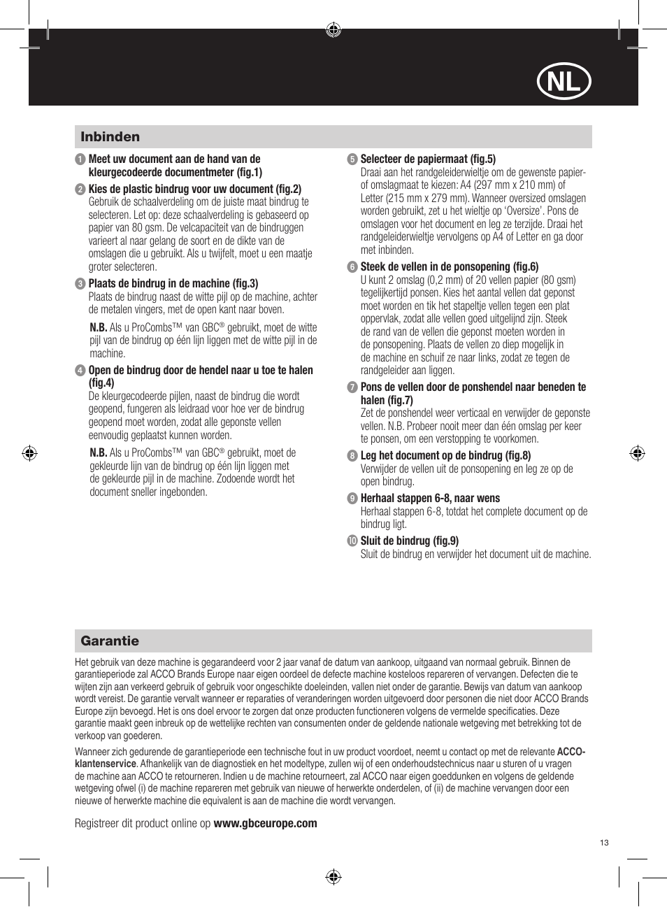 GBC C200 User Manual | Page 13 / 40