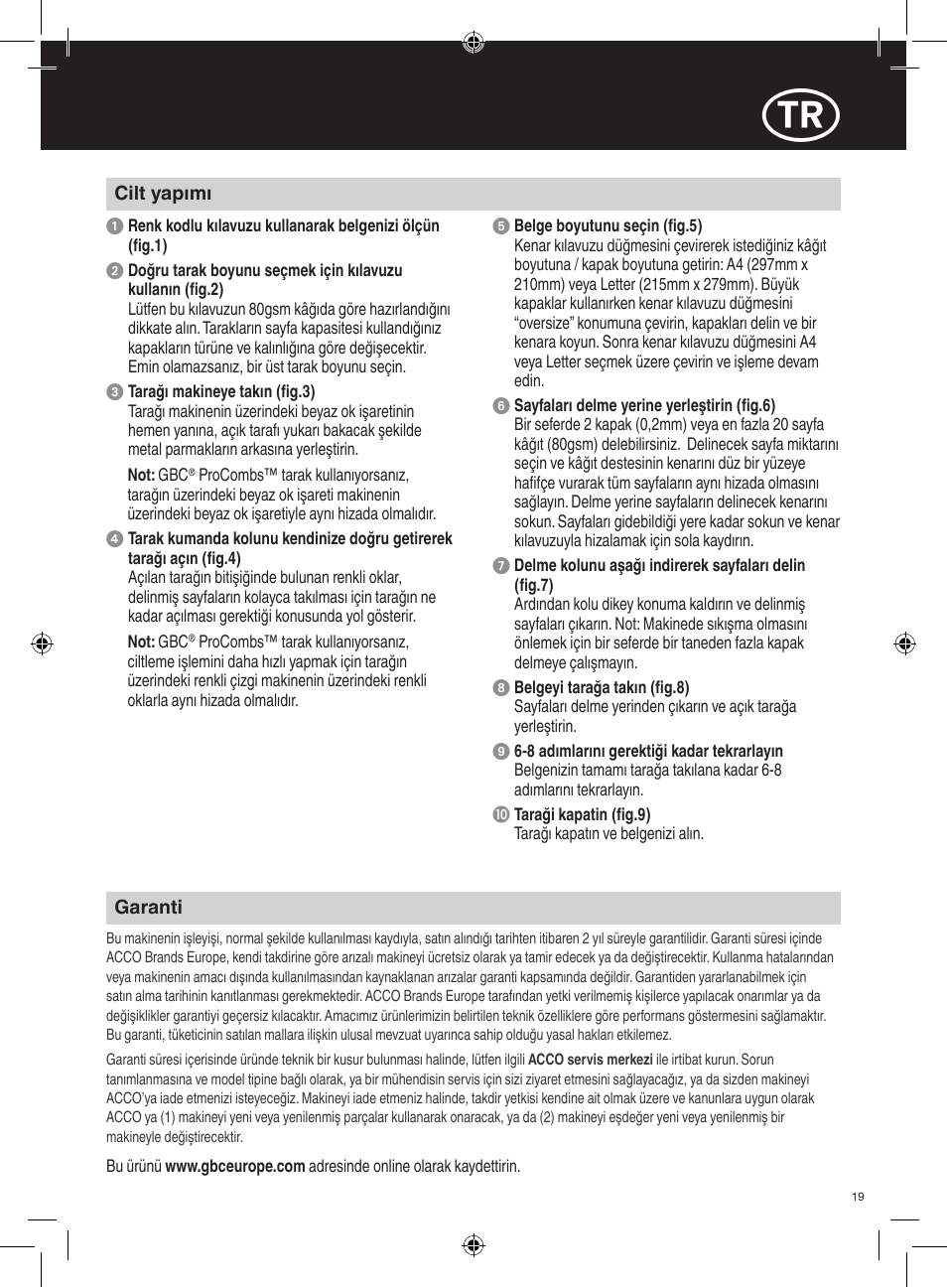 GBC C200 User Manual | Page 19 / 40