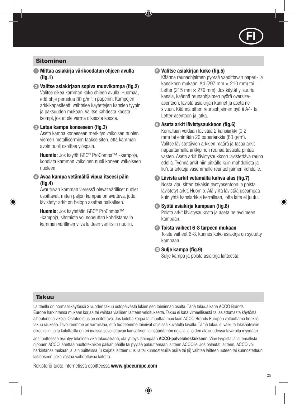 GBC C200 User Manual | Page 25 / 40