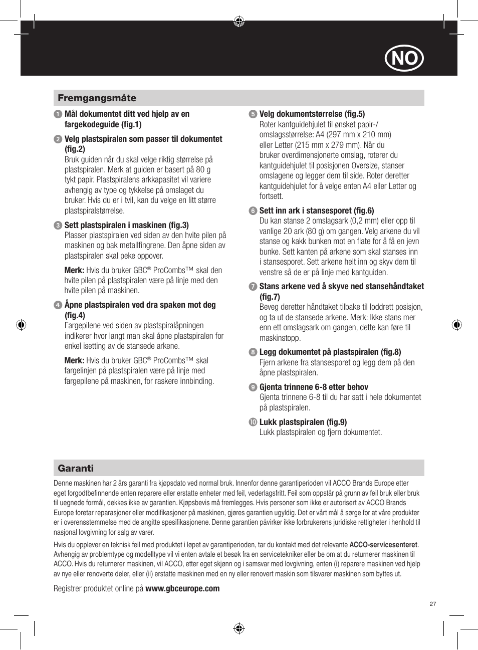 GBC C200 User Manual | Page 27 / 40