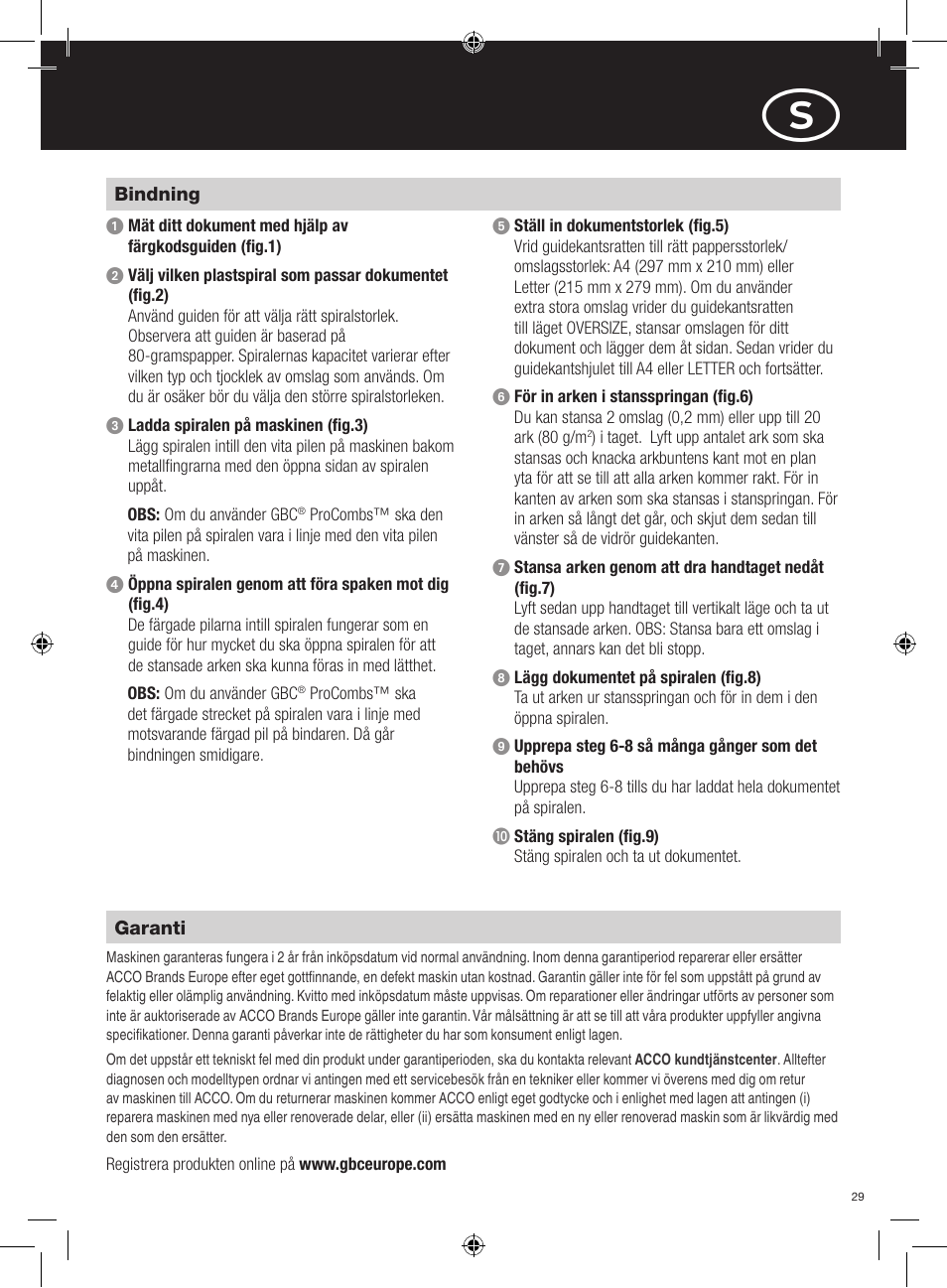 GBC C200 User Manual | Page 29 / 40