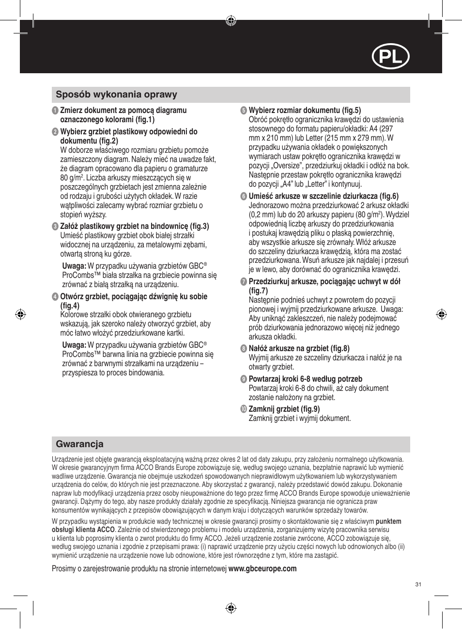 GBC C200 User Manual | Page 31 / 40