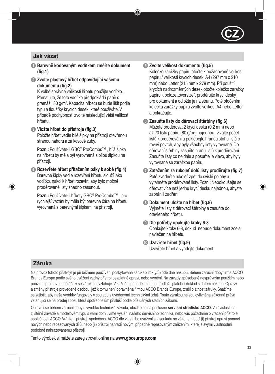 GBC C200 User Manual | Page 33 / 40