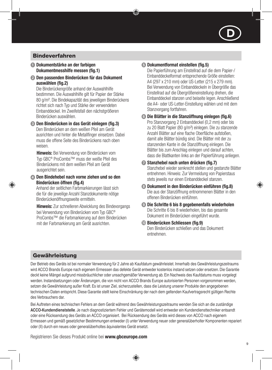 GBC C200 User Manual | Page 9 / 40