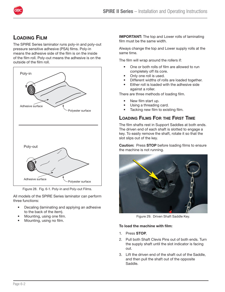 Loading film, Loading films for the first time | GBC 64C User Manual | Page 26 / 44