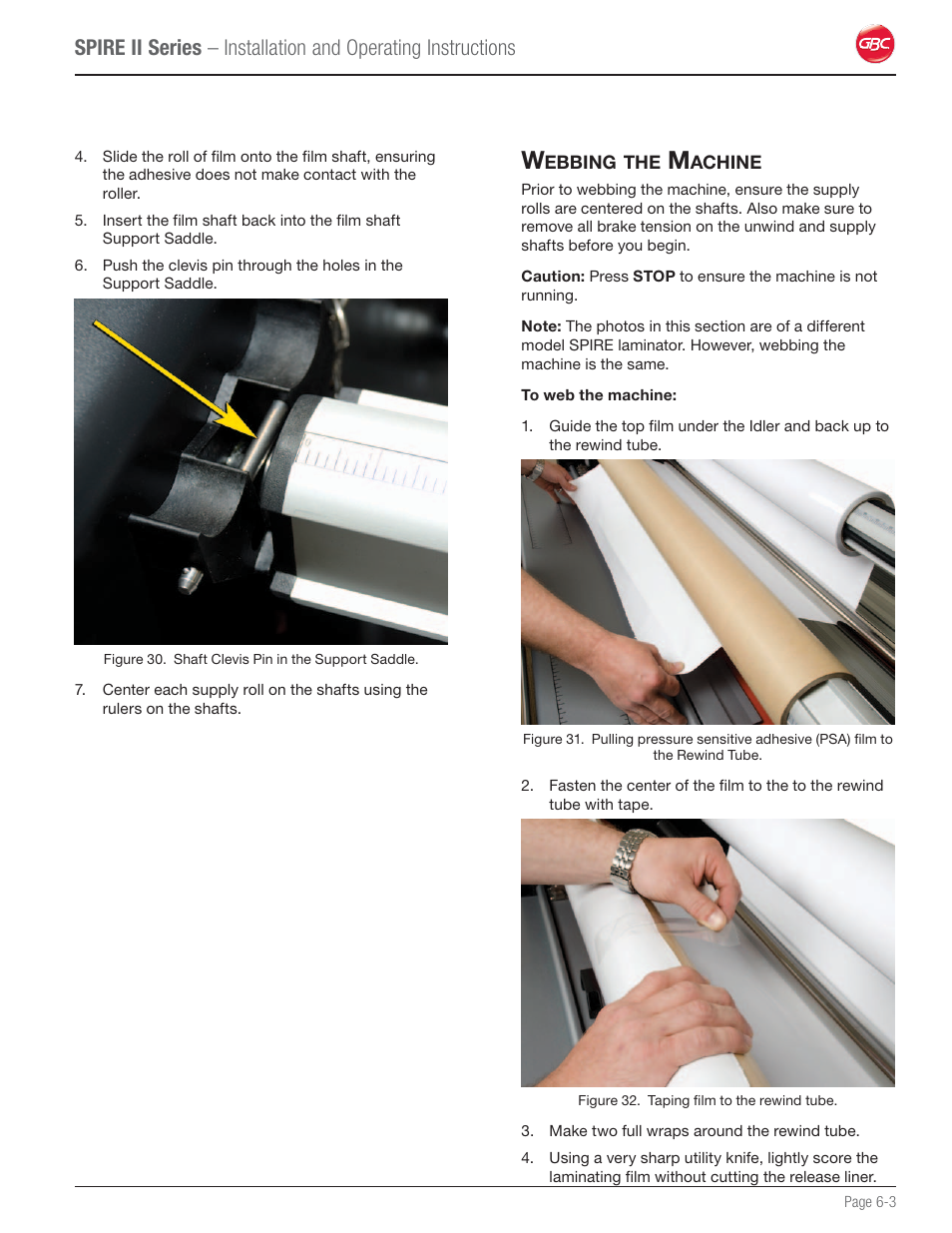 Webbing the machine | GBC 64C User Manual | Page 27 / 44