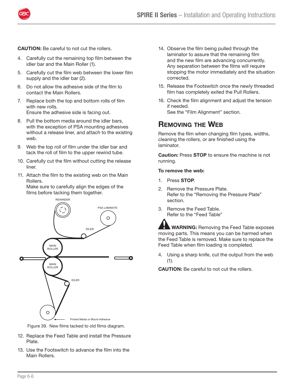 Removing the web | GBC 64C User Manual | Page 30 / 44