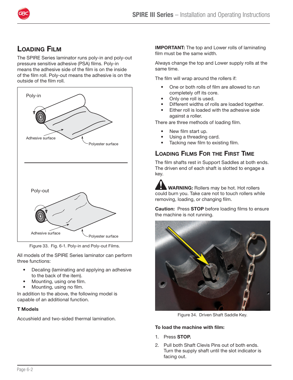 Loading film, Loading films for the first time | GBC 64Ct User Manual | Page 28 / 48