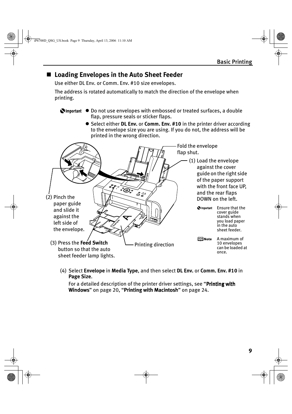 Loading envelopes in the auto sheet feeder | Canon QT5-0385-V01 User Manual | Page 13 / 60
