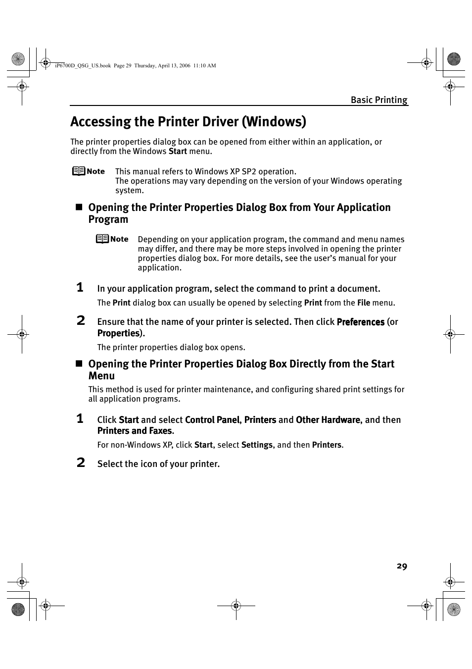 Accessing the printer driver (windows) | Canon QT5-0385-V01 User Manual | Page 33 / 60