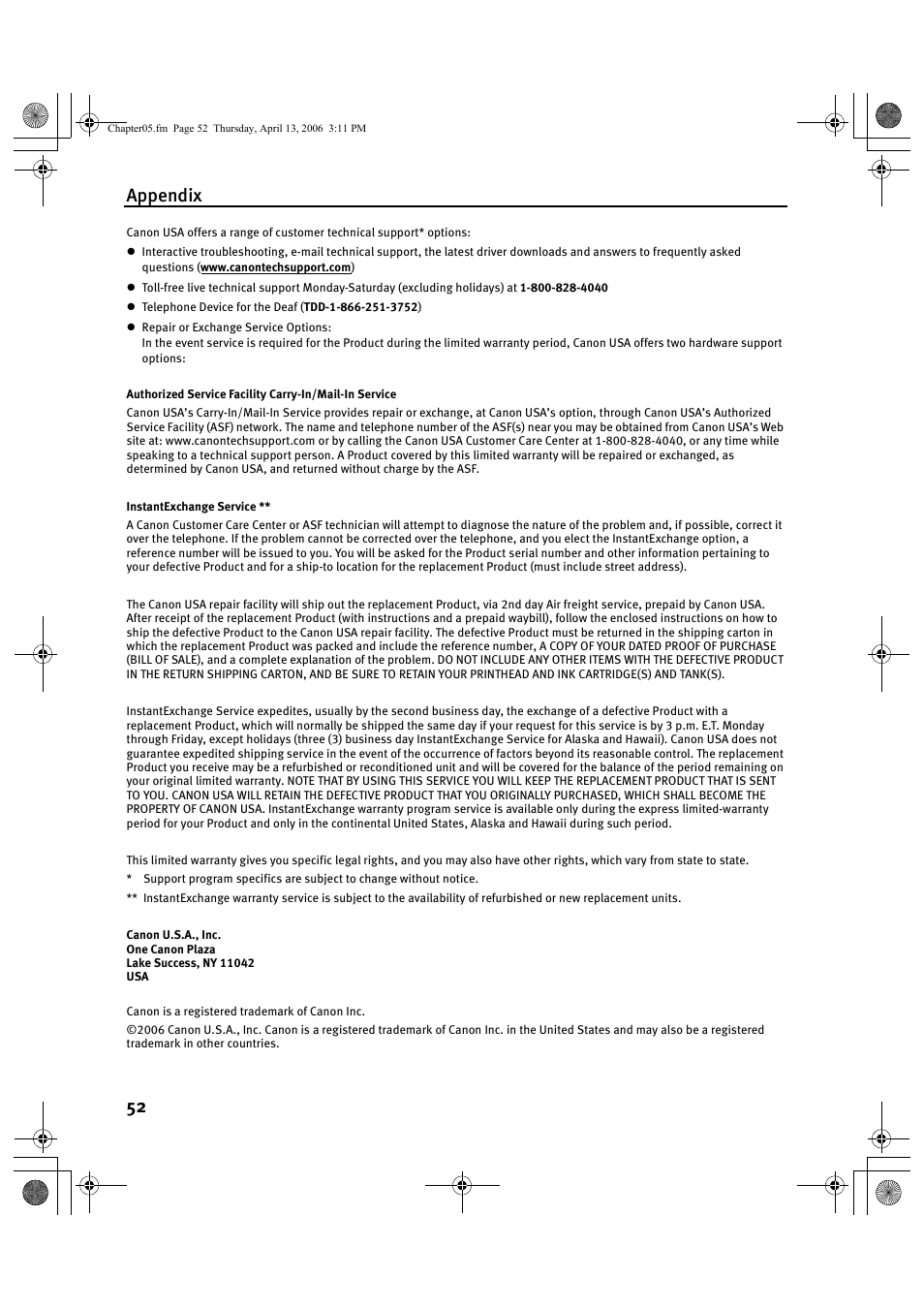 Appendix 52 | Canon QT5-0385-V01 User Manual | Page 56 / 60