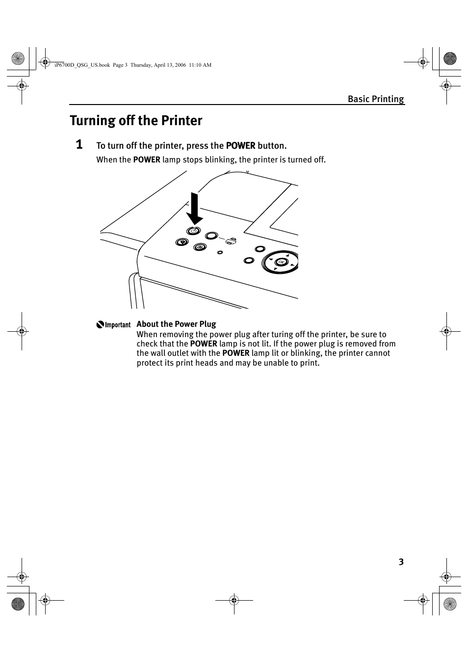 Turning off the printer | Canon QT5-0385-V01 User Manual | Page 7 / 60