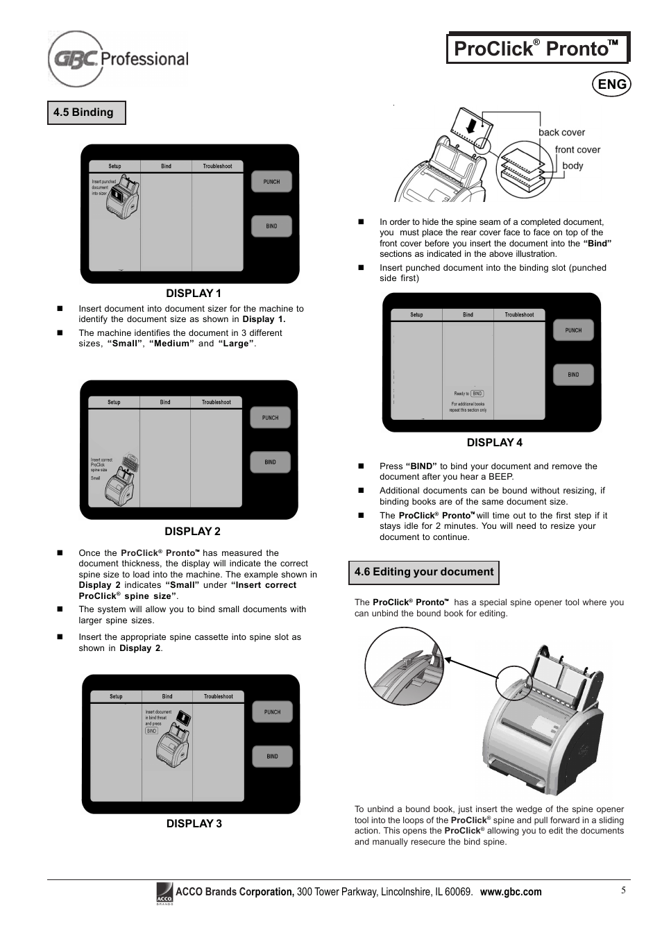 Proclick pronto, 5 binding | GBC Proclick Pronto User Manual | Page 5 / 15