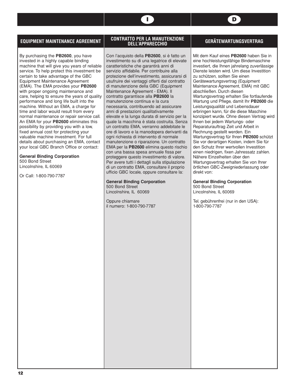 GBC PB2600 User Manual | Page 12 / 34
